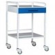 MESA AUXILIAR. CON CAJÓN DE PLÁSTICO CON FRENTE DE POLIURETANO AZUL.