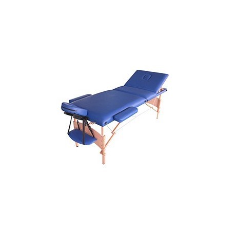 CAMILLA PLEGABLE DE MADERA 3 CUERPOS. COLOR AZUL.
