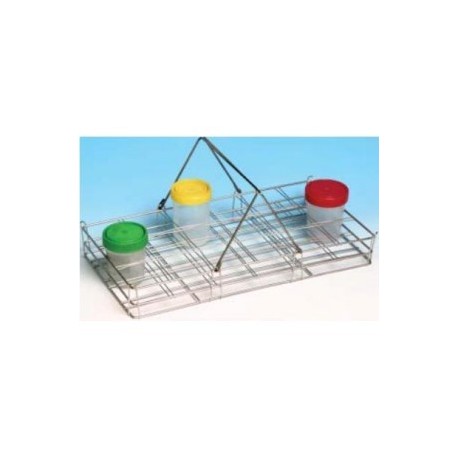 CESTILLO PARA 12 FRASCOS DE ORINA. 250X185X55MM.